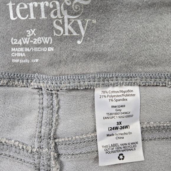 Lot of 2 pair Terra & Sky Jeggings Gray and Black Acid Wash size 3X (24W-26W) - Picture 14 of 16